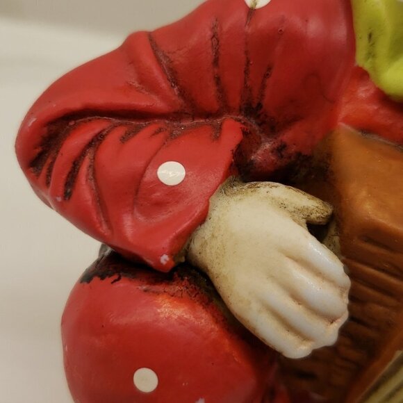 Vintage Ceramic clown playing harmonica red white dots figurine 5"tall - Picture 8 of 11